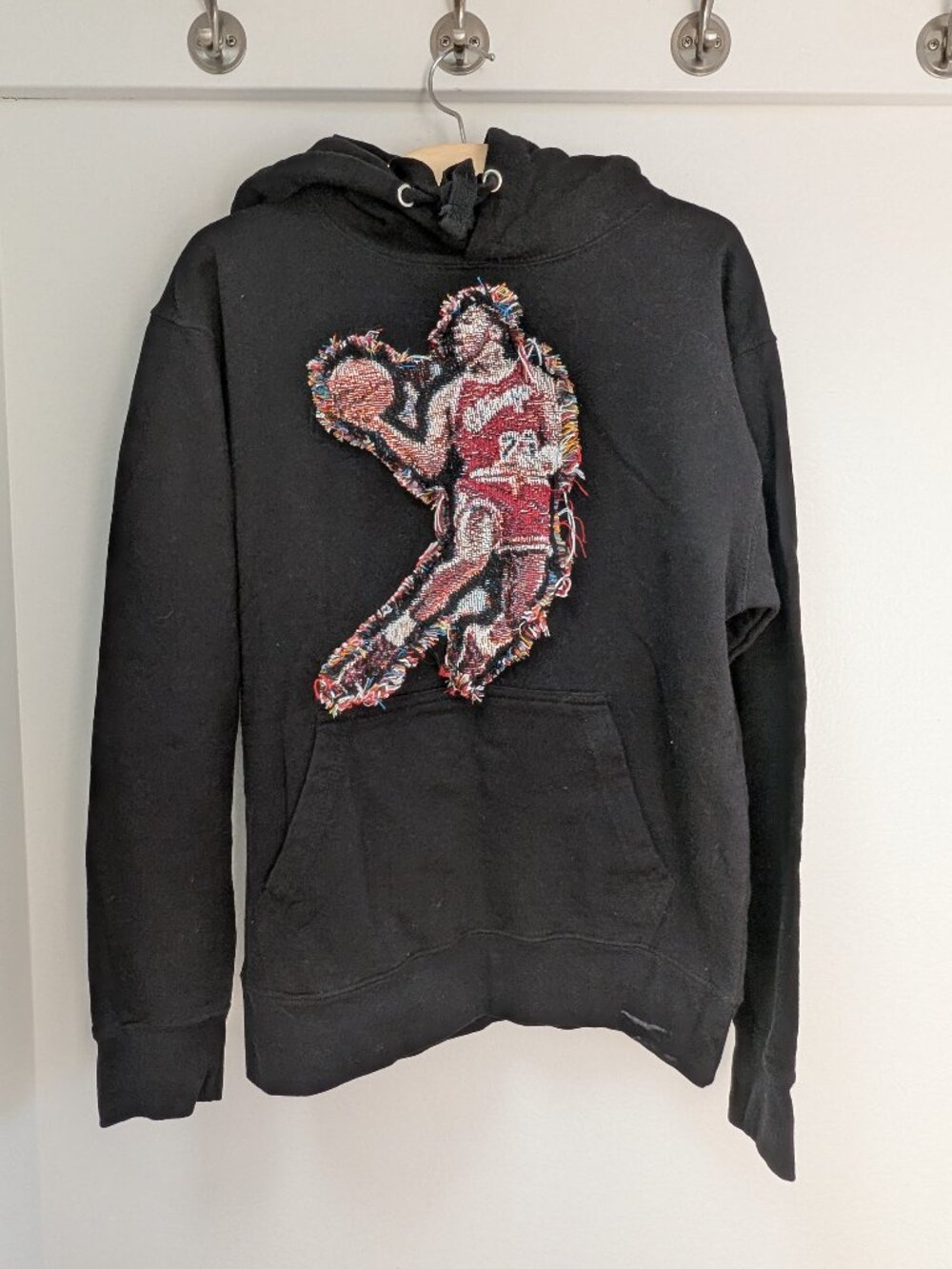Michael Jordan Yarn Stitched Black Hoodie Size M